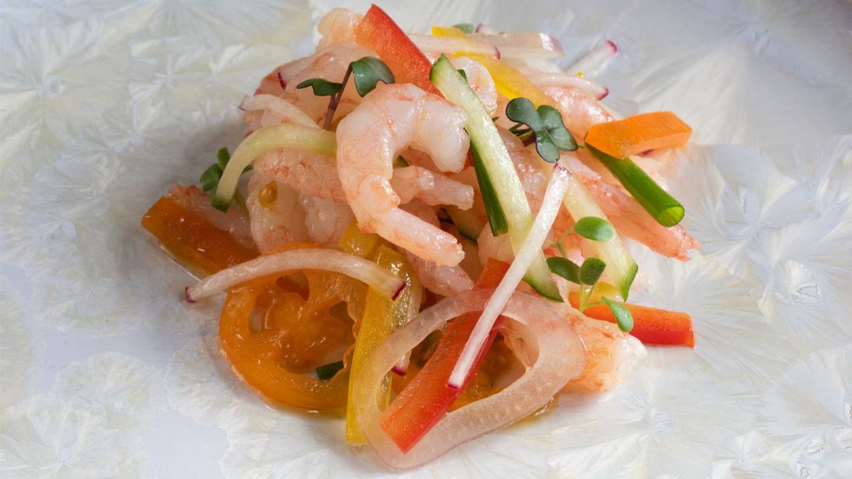 plated coldwater shrimp salad