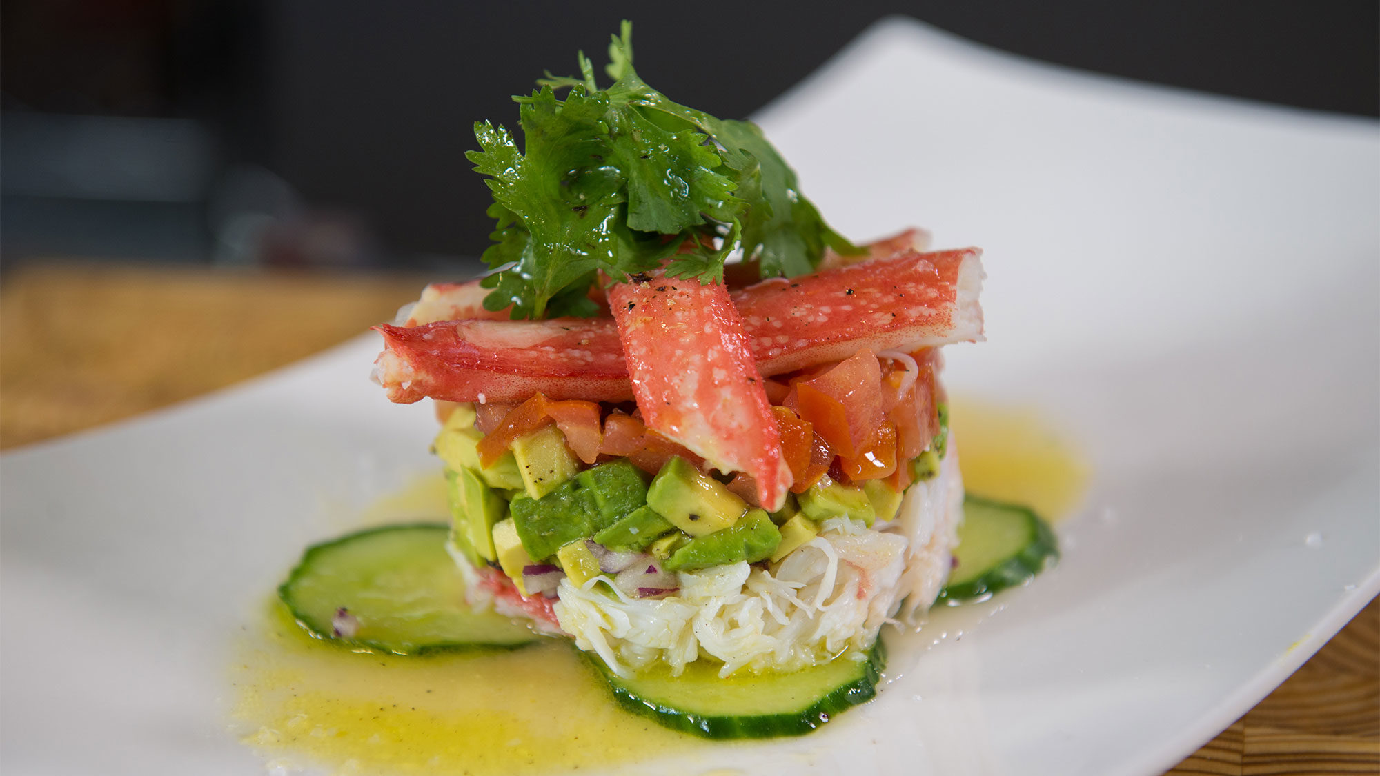 chef prepared layered snow crab salad