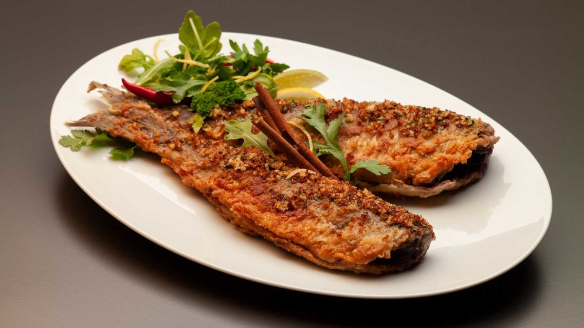 plated spiced fried herring